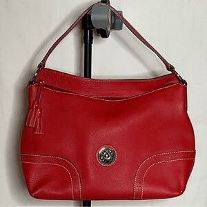 Dooney & Bourke Red Pebbled Leather Hobo Shoulder Bag - EUC